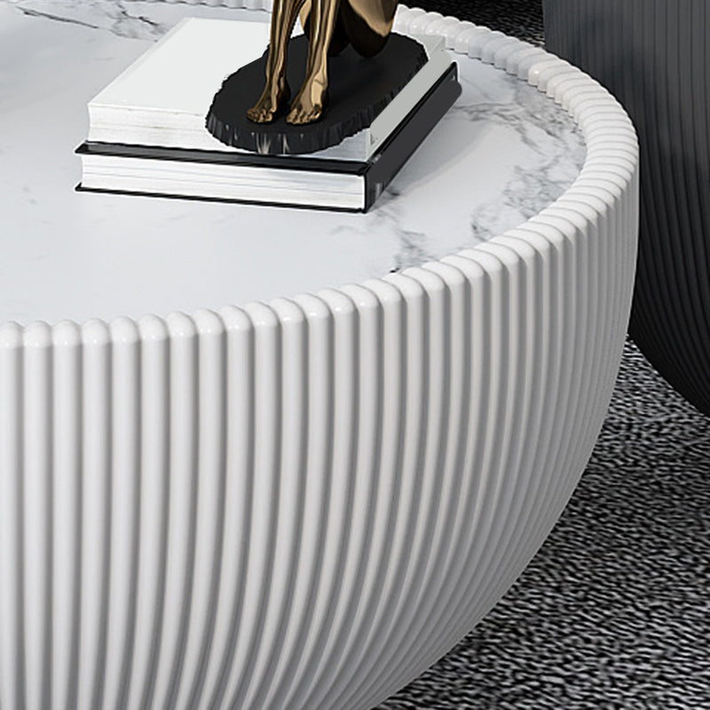 2 Piece Bunching Tables Slate Round Coffee Table for Living Room