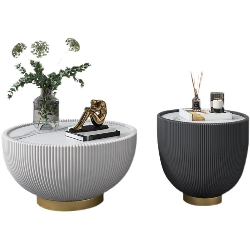 2 Piece Bunching Tables Slate Round Coffee Table for Living Room