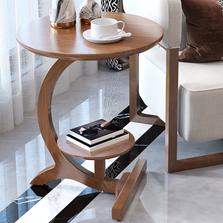 23.6" Tall Scandinavian Style Side End Table Wooden Round Sofa Side Accent Table