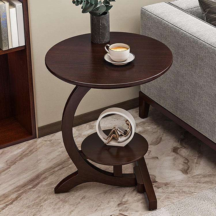 23.6" Tall Scandinavian Style Side End Table Wooden Round Sofa Side Accent Table