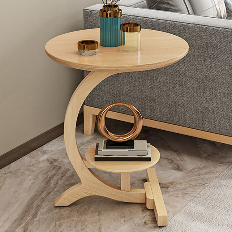 23.6" Tall Scandinavian Style Side End Table Wooden Round Sofa Side Accent Table