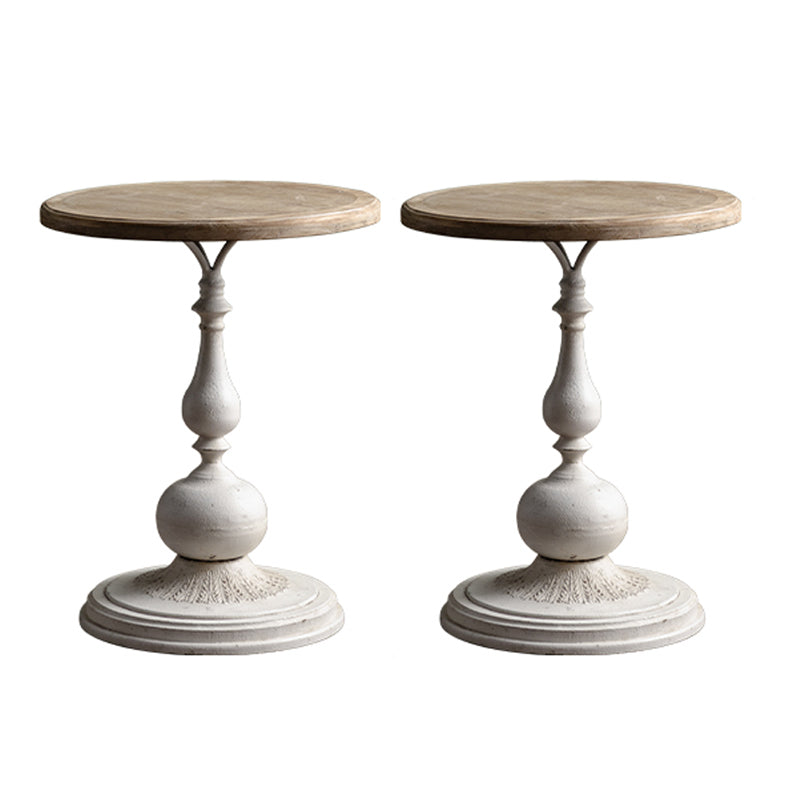 French Country Style Side End Table Pedestal Round Sofa Side Accent Table