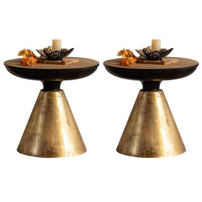 French Country Style Side End Table Pedestal Round Sofa Side Accent Table