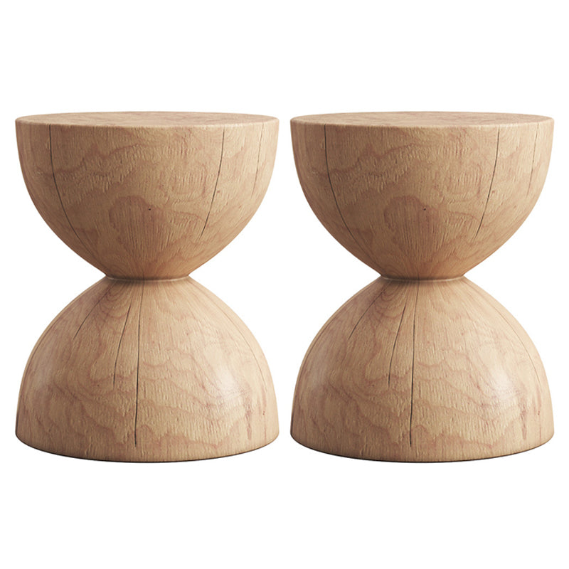 Scandinavian Round Solid Wood Top Side Table 16.5-inch Pedestal End Table