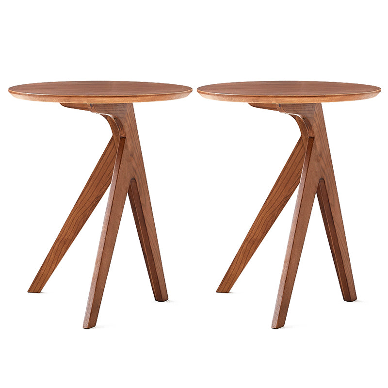 Scandinavian Round Solid Wood Top Side Table 23.6" Tall 3 Legs/4 Legs End Table