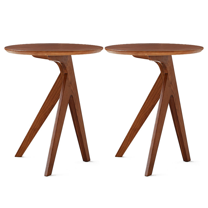 Scandinavian Round Solid Wood Top Side Table 23.6" Tall 3 Legs/4 Legs End Table