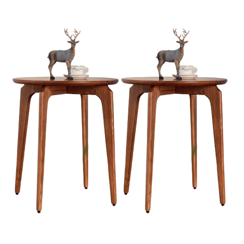 Scandinavian Round Solid Wood Top Side Table 23.6" Tall 3 Legs/4 Legs End Table