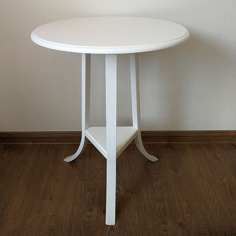 Traditional Wooden Round Top Side Table 3 Legs End Table with Shelf