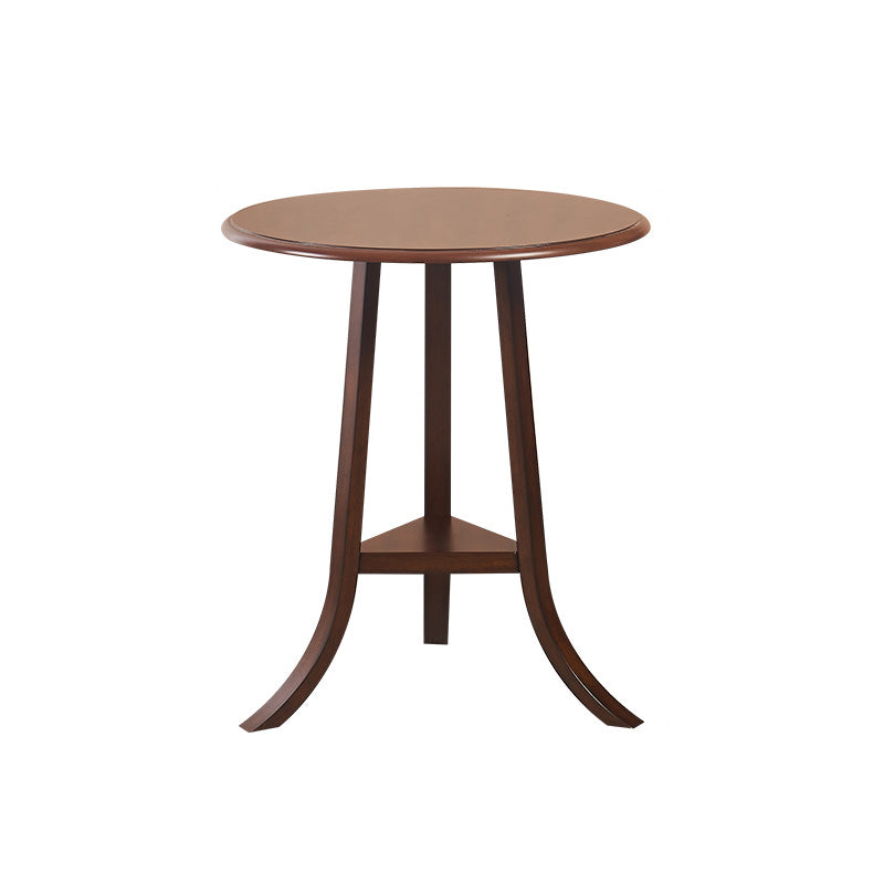 Traditional Wooden Round Top Side Table 3 Legs End Table with Shelf
