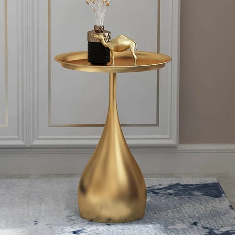 Round Pedestal Base Base Metal Table Medieval Modern Style Side Table