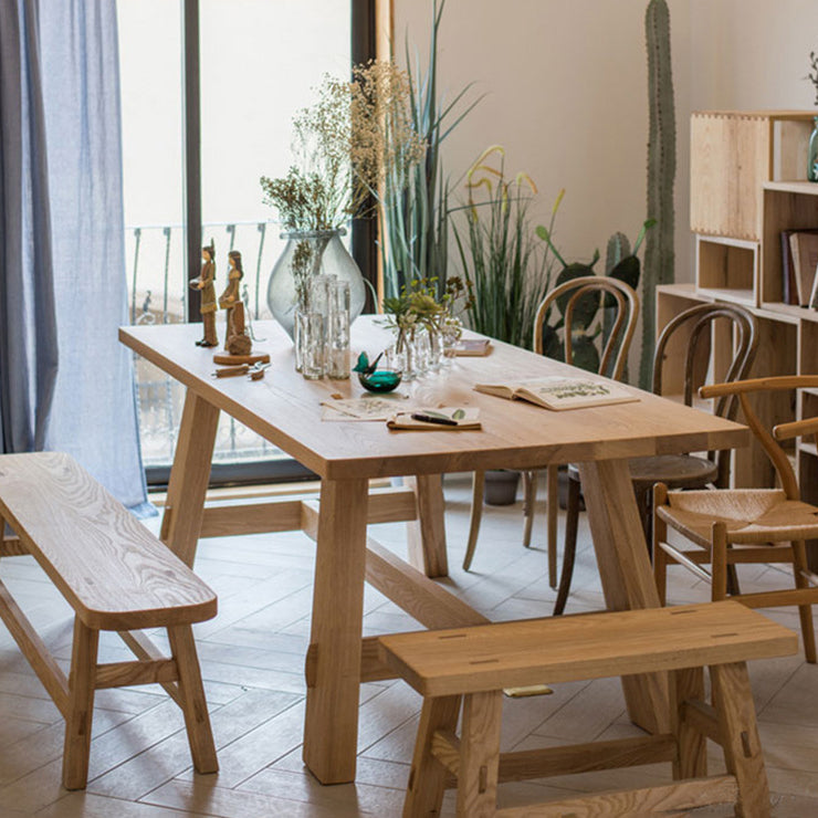 Natural Solid Wood Dining Collection Modern Rectangle Dining Room Kitchen Table