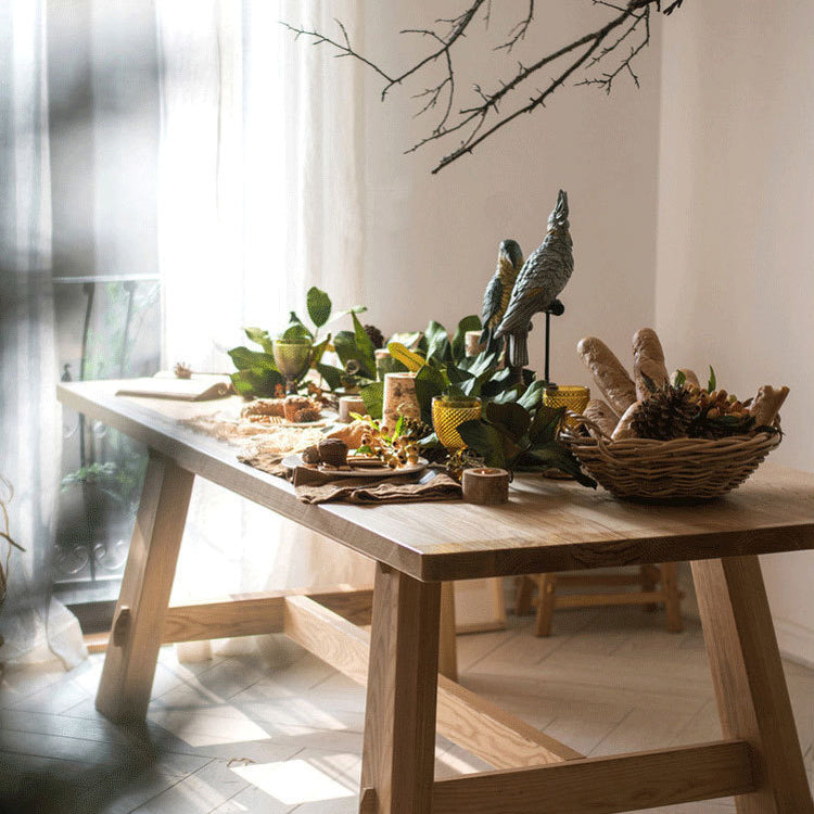 Natural Solid Wood Dining Collection Modern Rectangle Dining Room Kitchen Table