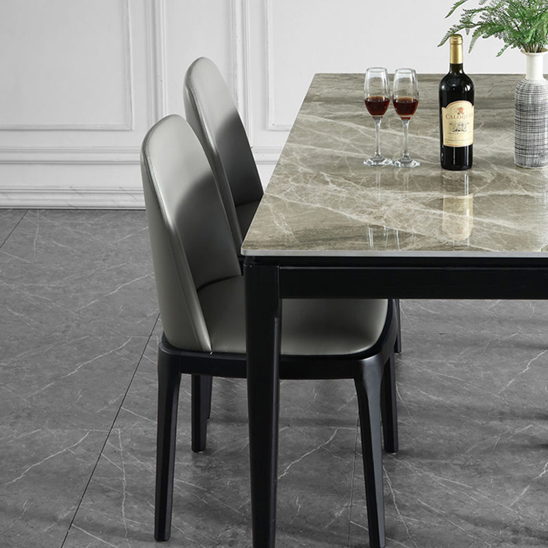 Modern Style Dining Table Sintered Stone Rectangle Table with Wooden Legs