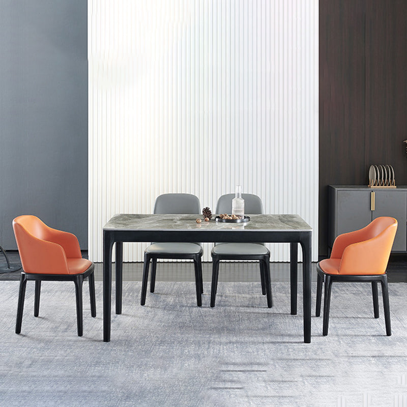 Modern Style Dining Table Sintered Stone Rectangle Table with Wooden Legs