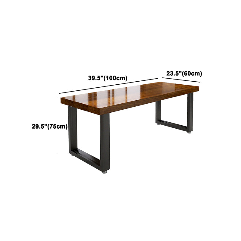Black Metal Sled Base Table Industrial Dining Site Table with Wood Top