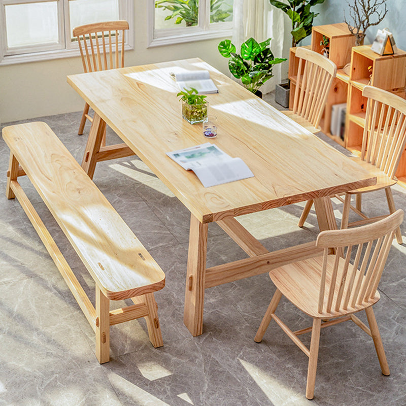 Rectangle Dining Table Contemporary Style Solid Wood Dinner Table for Home Kitchen