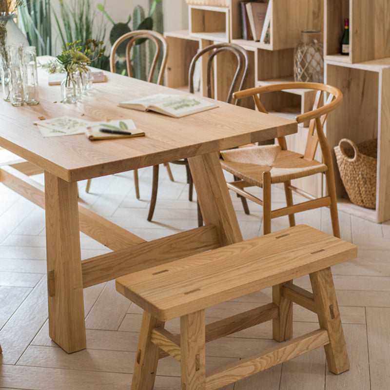 Rectangle Dining Table Natural Contemporary Style Solid Wood Dinner Table for Home Kitchen