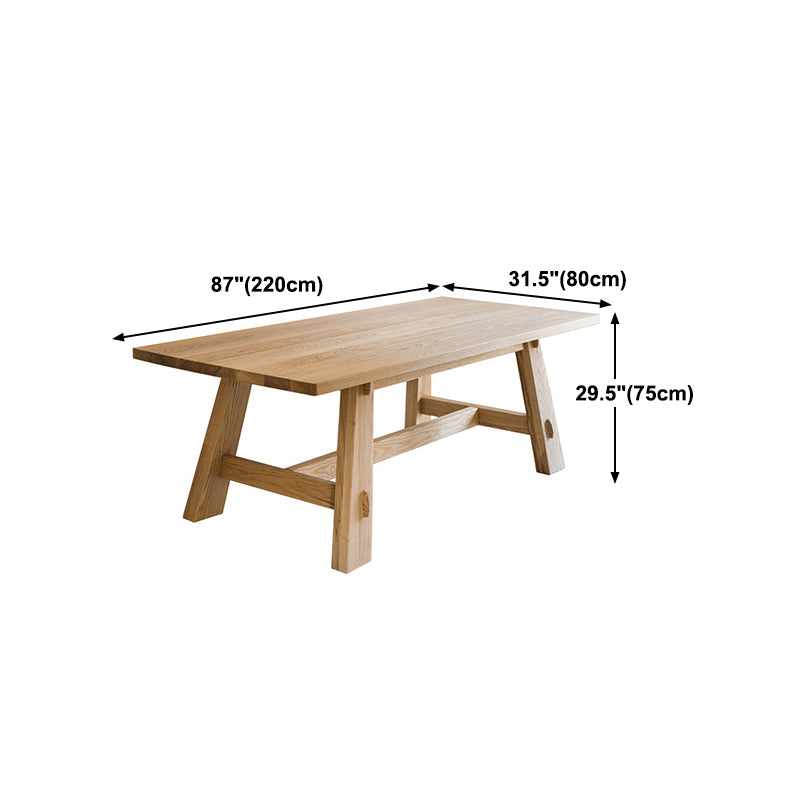Rectangle Dining Table Natural Contemporary Style Solid Wood Dinner Table for Home Kitchen