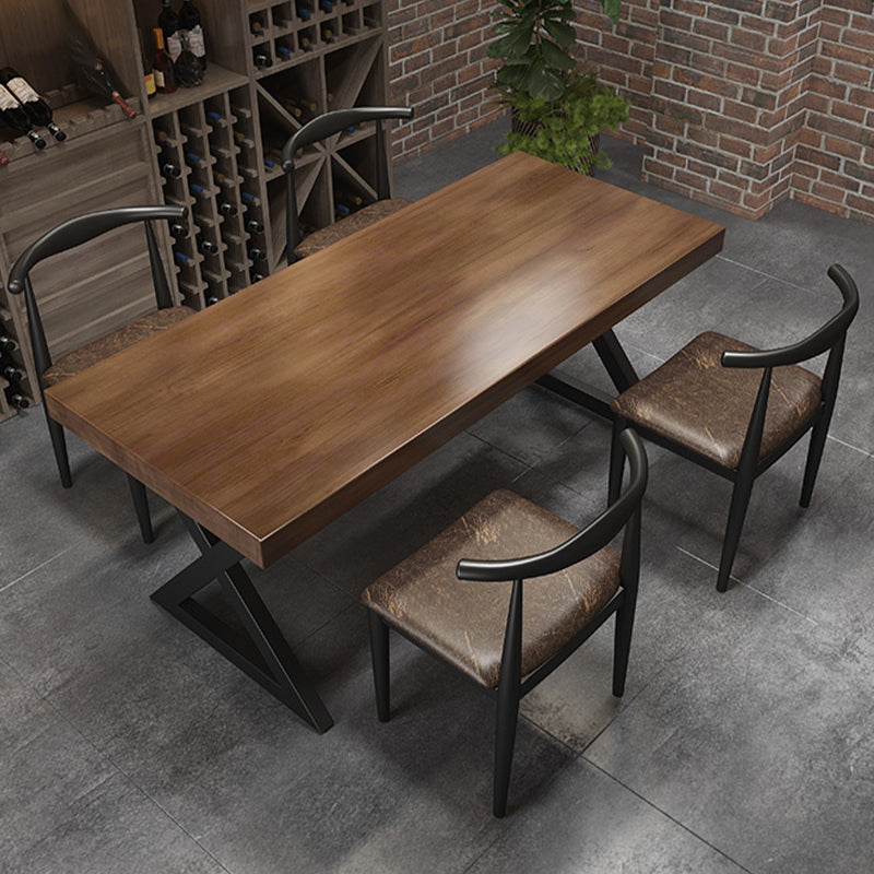 Industrial Rectangle Dinner Table Black Metal Sled Base Dining Site Table