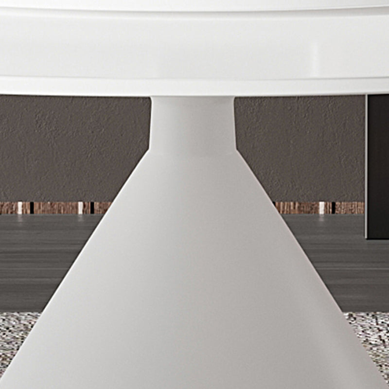 Modern Dining Table with White Pedestal Round Stone Top Dining Table without Turntable