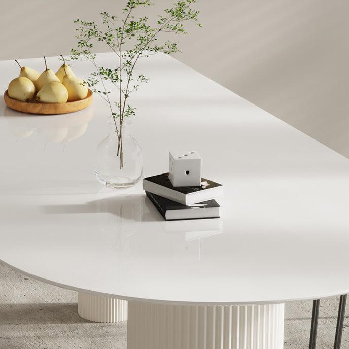 Modern Style White Dining Table Sintered Stone Table for Home