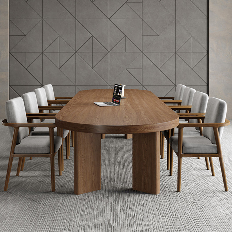 Modern Solid Wood Table for Restaurant Oval Table with 4 Legs