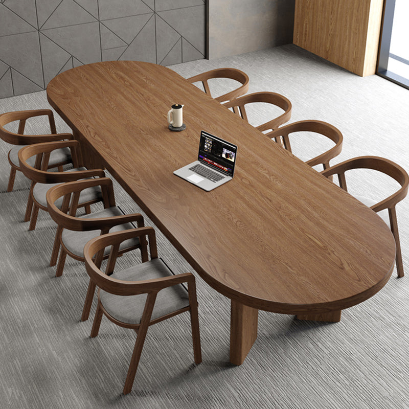 Modern Solid Wood Table for Restaurant Oval Table with 4 Legs