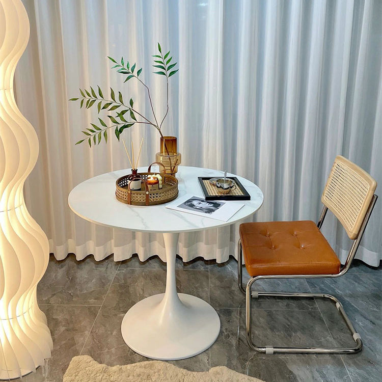 Round Kitchen Table Modern Sintered Stone White Dining Room Table