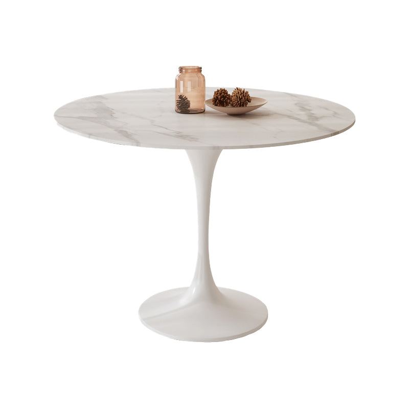 Round Kitchen Table Modern Sintered Stone White Dining Room Table