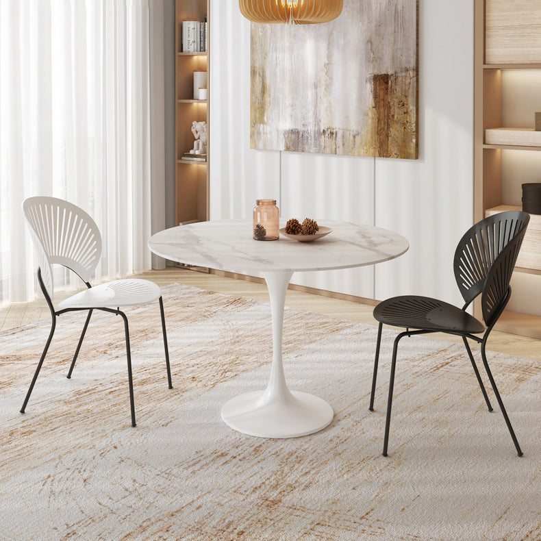 Round Kitchen Table Modern Sintered Stone White Dining Room Table