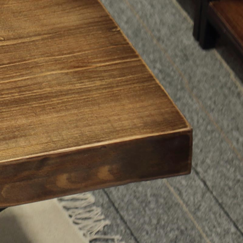 Industrial Coffee Shop Dining Table Rectangle Wood and Metal Base Dining Table