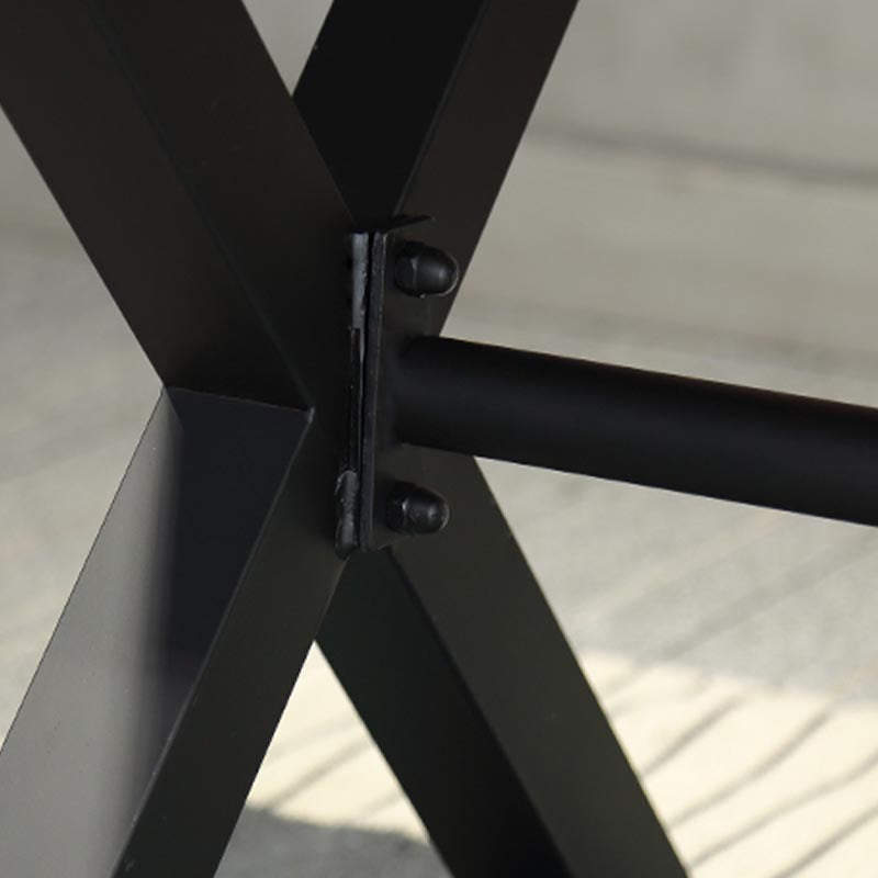 Industrial Coffee Shop Dining Table Rectangle Wood and Metal Base Dining Table