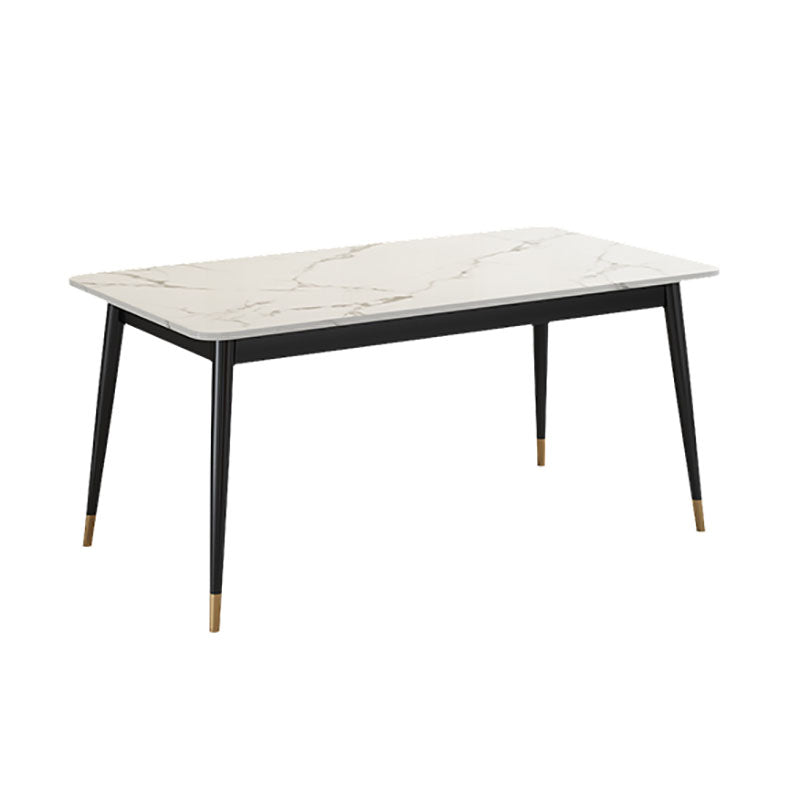 Modern Rectangle Dining Table Sintered Stone Top Table with 4 Iron Legs