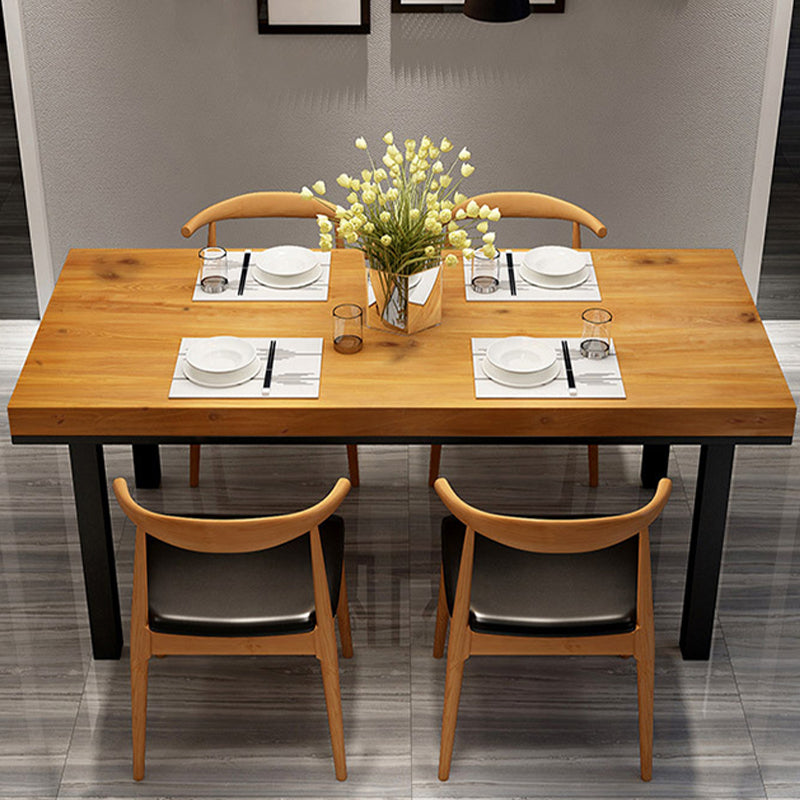 Industrial Solid Wood Top Table Natural and Black Dinner Room Kitchen Table