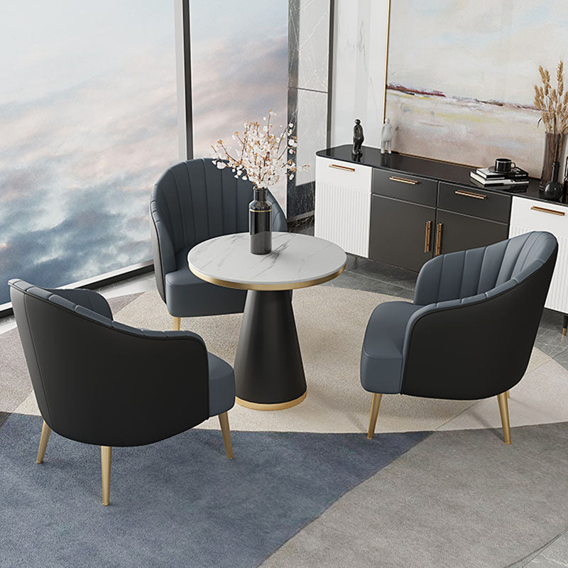 Modern Style Dining Table Sintered Stone Table with Pedestal Base