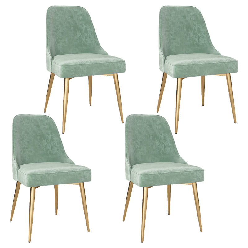 Glam Velvet Armless Dining Chair Metal Dining Chairs for Home Use