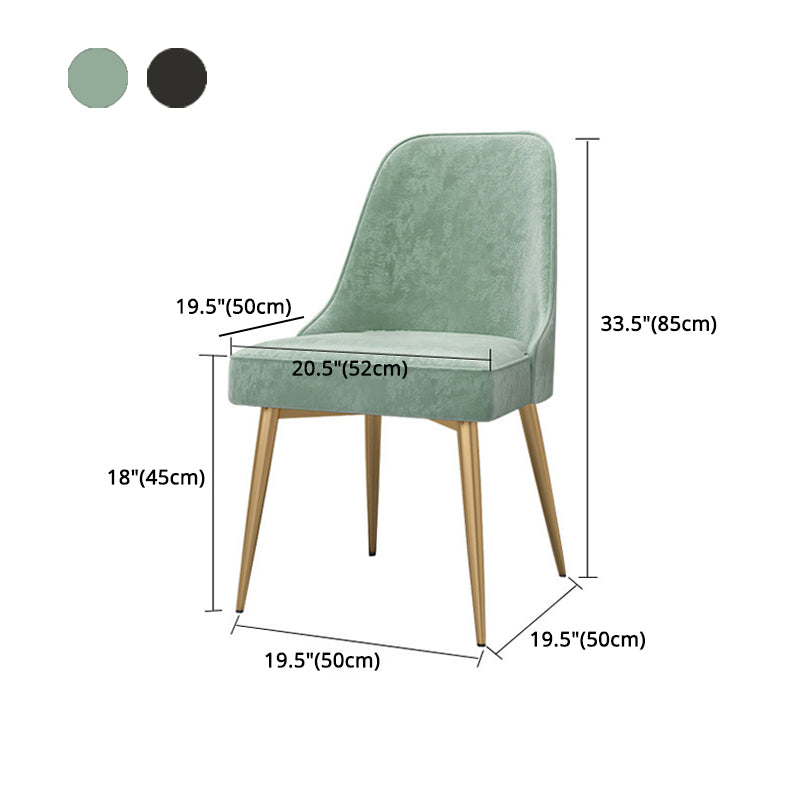 Glam Velvet Armless Dining Chair Metal Dining Chairs for Home Use