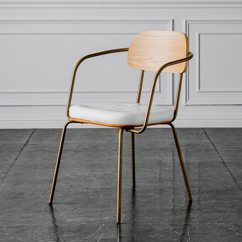 Industrial Open Back Arm Chairs PU Leather Dining Chairs for Home