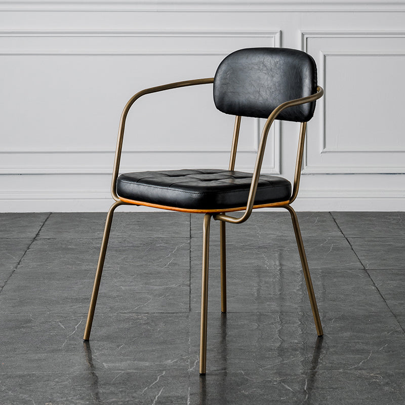 Industrial Open Back Arm Chairs PU Leather Dining Chairs for Home