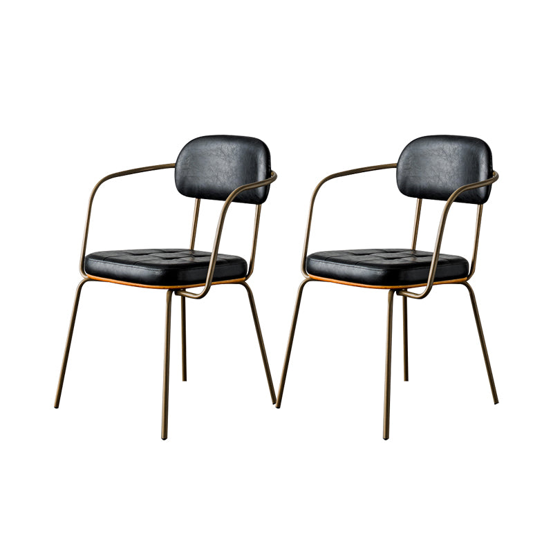 Industrial Open Back Arm Chairs PU Leather Dining Chairs for Home