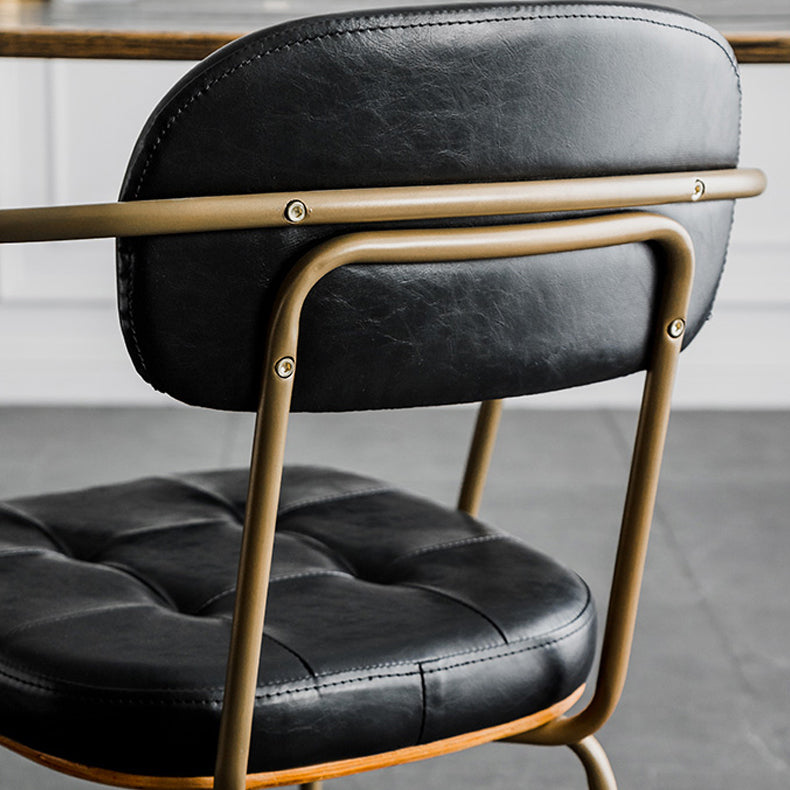 Industrial Open Back Arm Chairs PU Leather Dining Chairs for Home