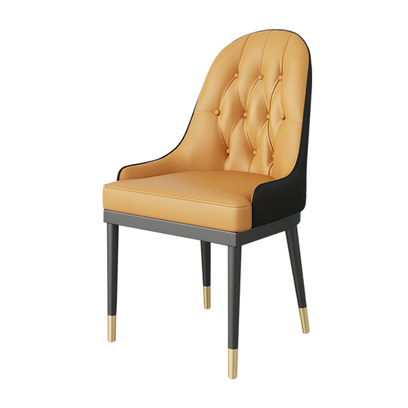 Glam Style Faux Leather Chair Metal Dining Chairs for Home Use