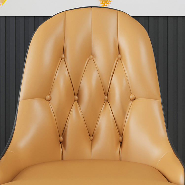 Glam Style Faux Leather Chair Metal Dining Chairs for Home Use