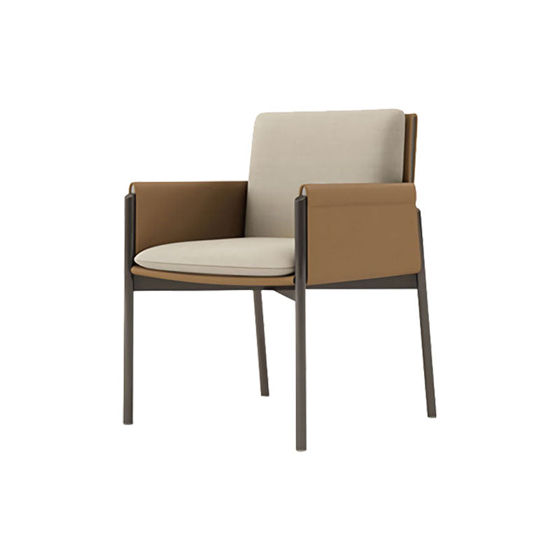 Upholstered Matte Finish Dining Chair Designer Style Home Solid Back Arm Chair