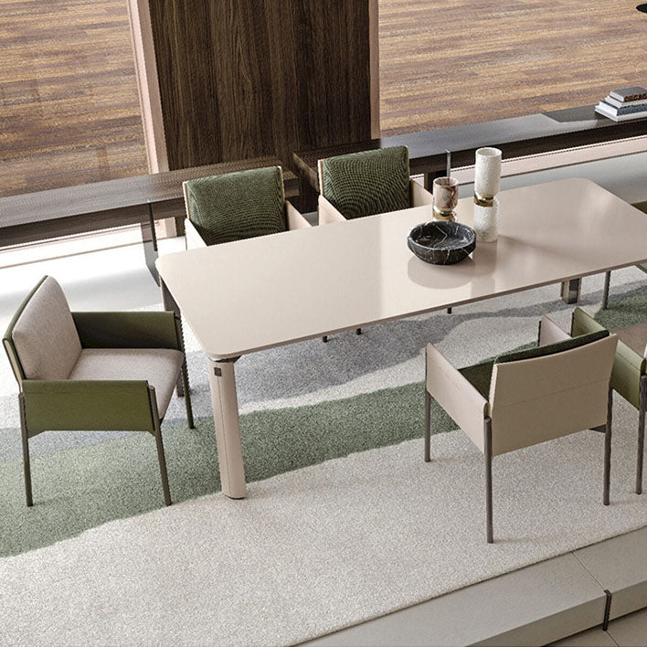 Upholstered Matte Finish Dining Chair Designer Style Home Solid Back Arm Chair