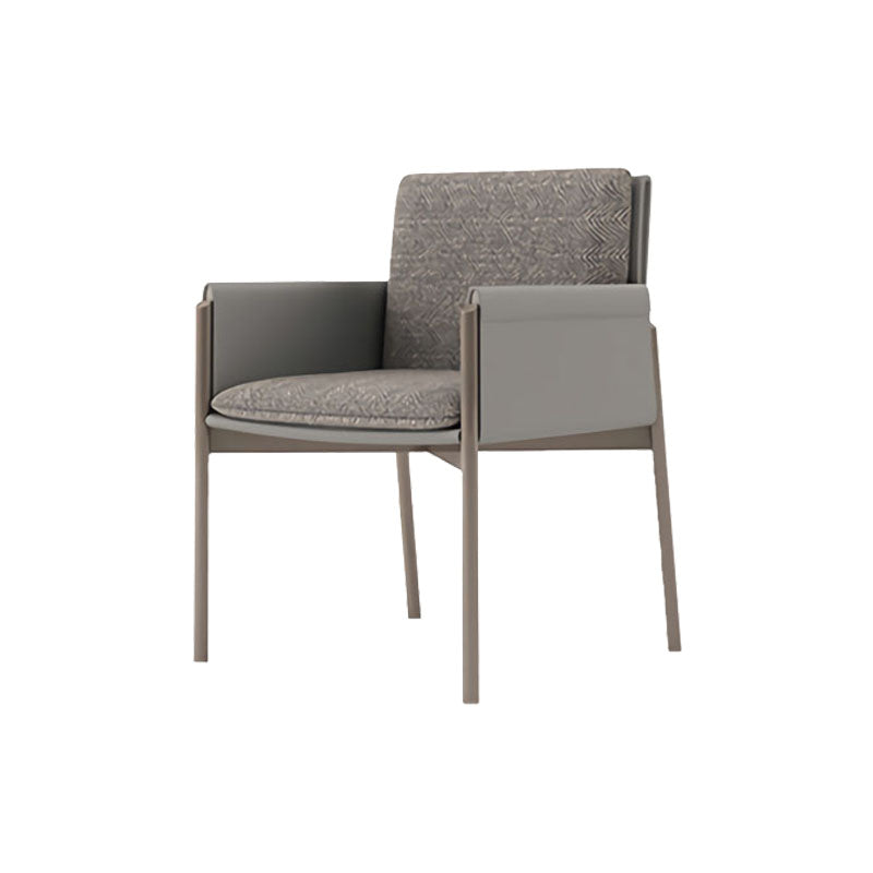 Upholstered Matte Finish Dining Chair Designer Style Home Solid Back Arm Chair