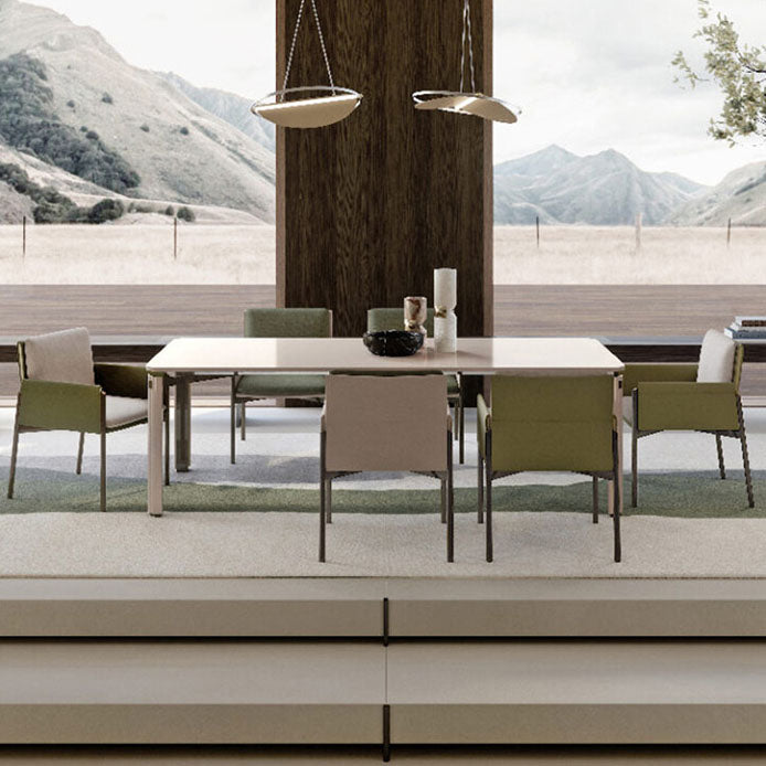 Upholstered Matte Finish Dining Chair Designer Style Home Solid Back Arm Chair