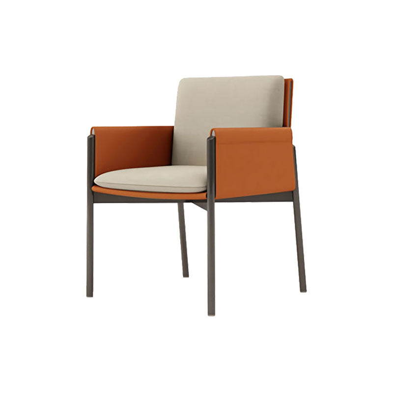 Upholstered Matte Finish Dining Chair Designer Style Home Solid Back Arm Chair