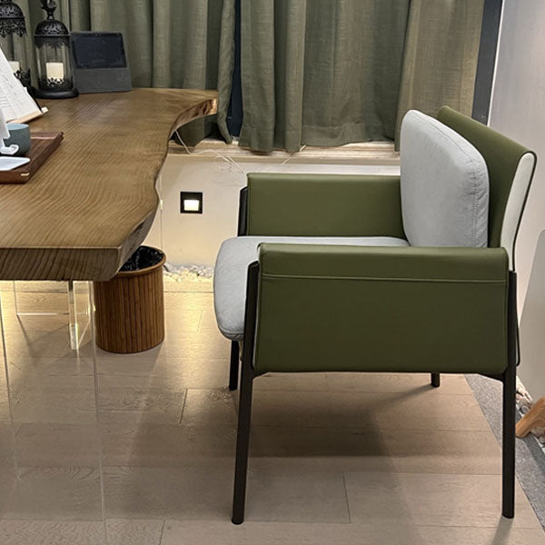 Upholstered Matte Finish Dining Chair Designer Style Home Solid Back Arm Chair