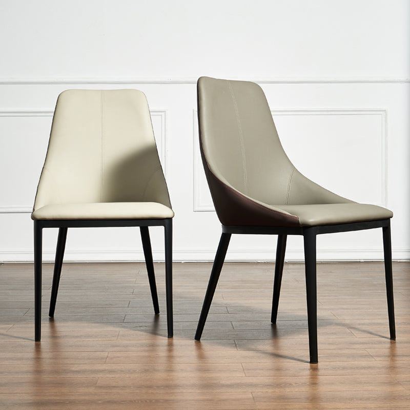 Solid Back Chair Industrial Style Leather Dining Side Chairs